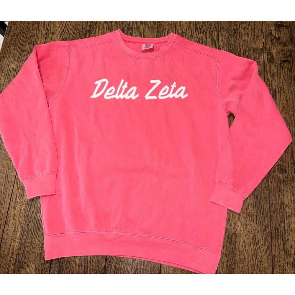 Comfort Colors Delta Zeta Crewneck Sweatshirt Pink Adult Medium